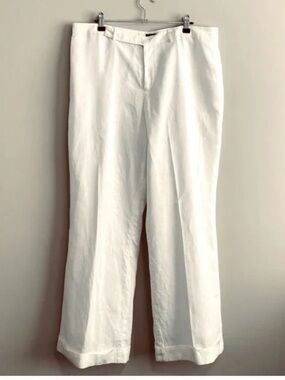 Nine West NWT Slouchy Cyndi white linen wide leg lagenlook trouser pant size 16